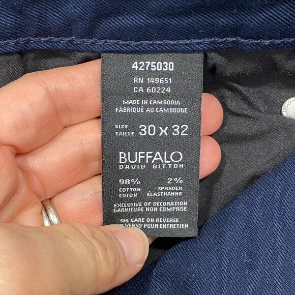 Buffalo David Bitton SAM Jeans Mens 30 x 32 Navy Blue Denim Slim Fit Straight - Picture 12 of 14